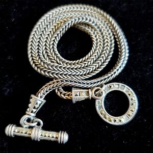 925 Sterling Snake Chain Marcasite Necklace Toggle Clasps , 25 grms
